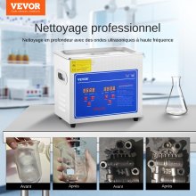 VEVOR JPS-20A Myjka ultradźwiękowa 3L Cleaner Ultradźwiękowa myjka ultradźwiękowa Ultradźwiękowe urządzenie czyszczące ze stali nierdzewnej z cyfrowym wyświetlaczem do okularów jubilerskich i zębów