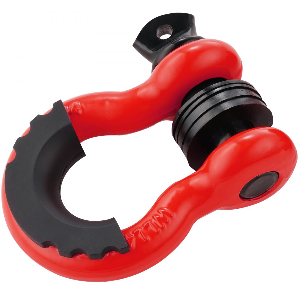 Szekla VEVOR 3/4" D-Ring, 2 sztuki ze stali stopowej, wytrzymałość na zerwanie 62832 funtów (28,5 tony) z 7/8" śrubą, izolatorami i podkładkami, wytrzymała szekla do holowania pojazdów terenowych do samochodów ciężarowych Jeep, czerwona