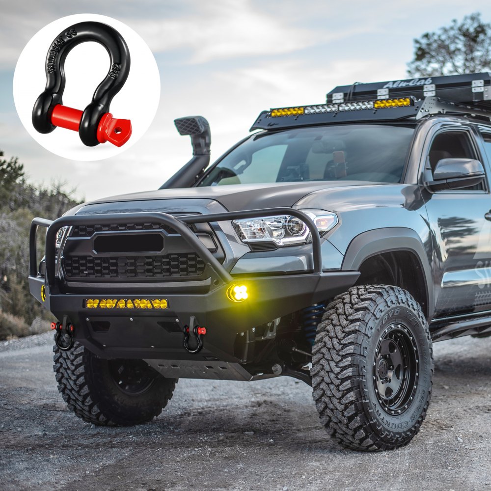 VEVOR 5/8" D-Ring Shackle, 4 sztuki ze stali stopowej Shackles 28660 funtów (13 ton) Wytrzymałość na zerwanie z 3/4" śrubą sworzniową, Heavy Duty Off Road Vehicle Rescue Shackle, Akcesoria holownicze do samochodów ciężarowych Jeep, Czarny