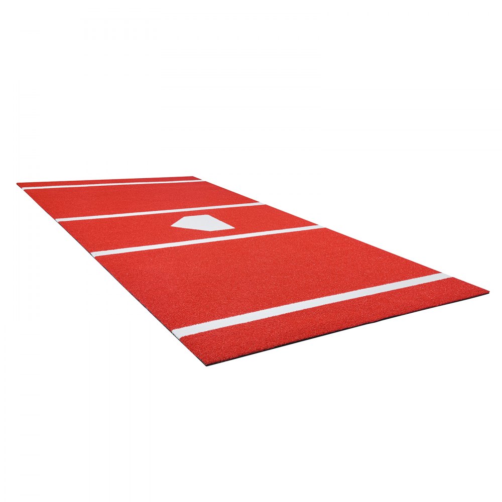 VEVOR Baseball Hitting Mat, 366x183cm Batting Cage Mat, Batters Box Turf Mats, Softball Batting Practice Equipment with Home Plate and Anti Fade Turf, Portable Training Aid for Indoor Outdoor, Red