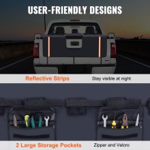 Podkładka na tylną klapę VEVOR pick-up 1570 mm, nakładka na tylną klapę do ciężarówki, 6 rowerów, 110 x 110 mm rowkowany tylny bagażnik na rowery na drewno, drabiny itp. Osłona dźwigni tylnej klapy z 2 małymi kieszeniami