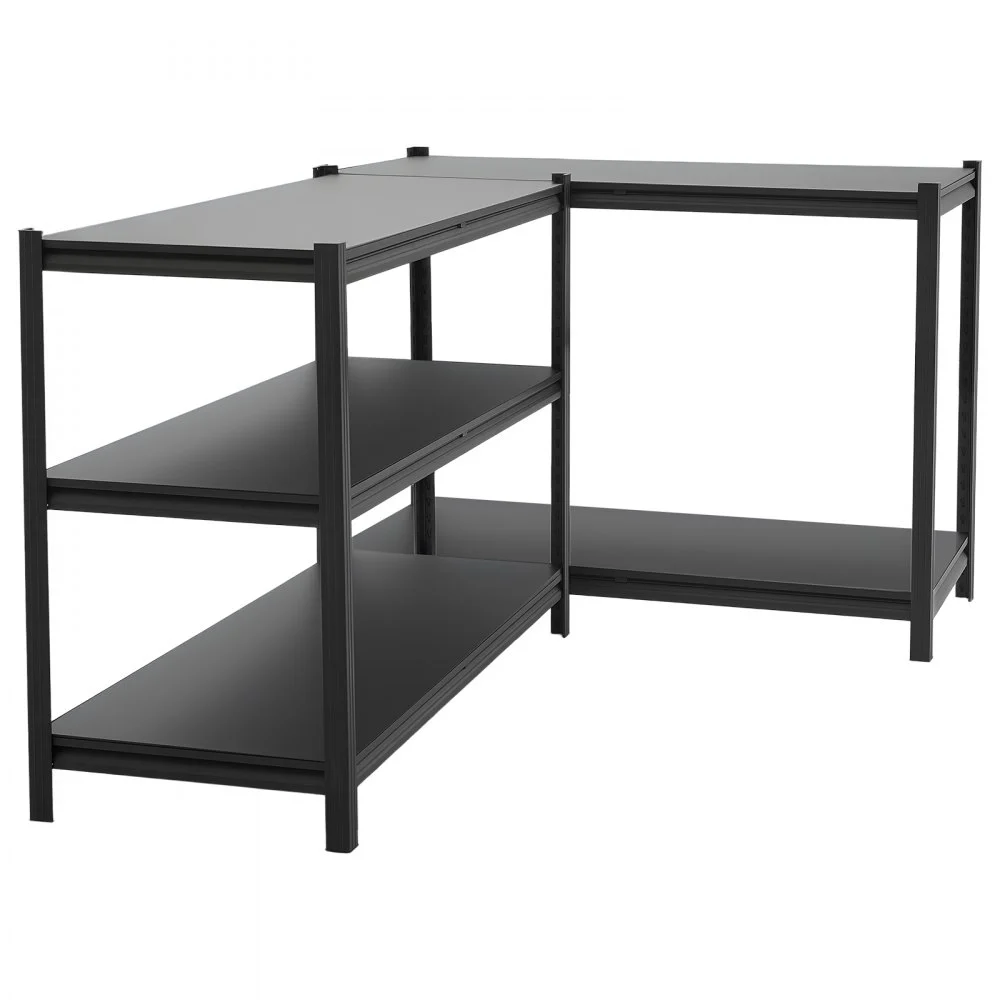 Regał magazynowy VEVOR o dużej wytrzymałości, 1230 x 522 x 1813 mm, nośność 1360,8 kg, ze stalową ramą i 5 regulowanymi półkami, modułowy regał jako stół warsztatowy, elastyczny metalowy regał do piwnicy, garażu, warsztatu