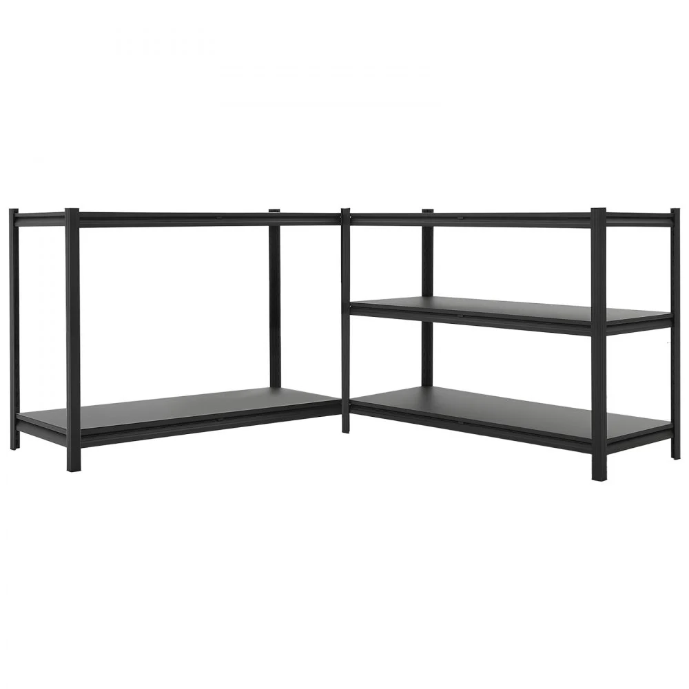Regał magazynowy VEVOR o dużej wytrzymałości, 1230 x 522 x 1813 mm, nośność 1360,8 kg, ze stalową ramą i 5 regulowanymi półkami, modułowy regał jako stół warsztatowy, elastyczny metalowy regał do piwnicy, garażu, warsztatu