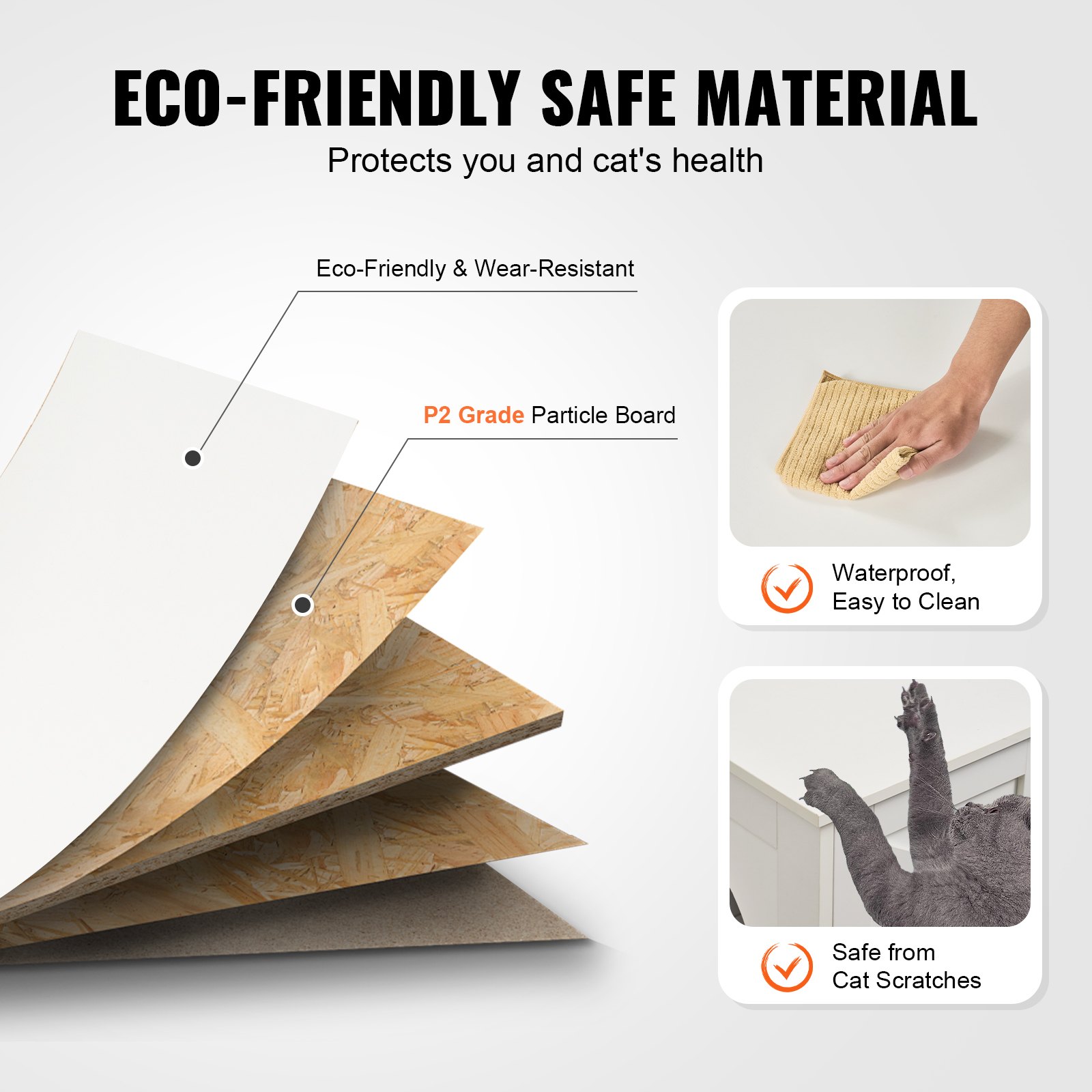 VEVOR Obudowa kuwety dla kota dla 2 kotów, ukryty mebel do kuwety z podwójnymi przegrodami, drewniana szafka na kuwetę, pasuje do większości kuwet, 119,4 cm dł. x 47,5 cm szer. x 50 cm wys., kolor biały