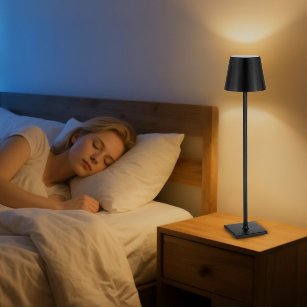 VEVOR Wireless Table Lamp (2 Pack) with Detachable Shade & 5200 mAh Built-in Rechargeable Battery, Desk Lamp, 3 Adjustable Heights, Table Lamp for Restaurants, Black