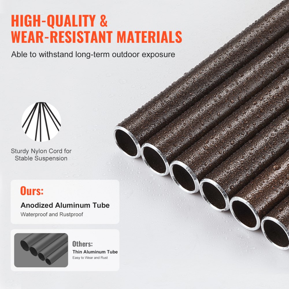 Dzwonek wietrzny VEVOR, 127 cm, głęboki dźwięk, z 6 rurkami, wyjątkowy, duży, pamiątkowy dzwonek wietrzny z okazji rocznicy, wspaniała dekoracja na patio, werandę, do ogrodu i na podwórko, żyła miedziana