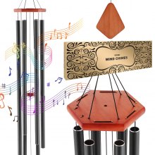 Dzwonki wietrzne VEVOR Dzwonki dzwonkowe z wiszącą dekoracją A-dur 1524 x Ø230 mm czarne