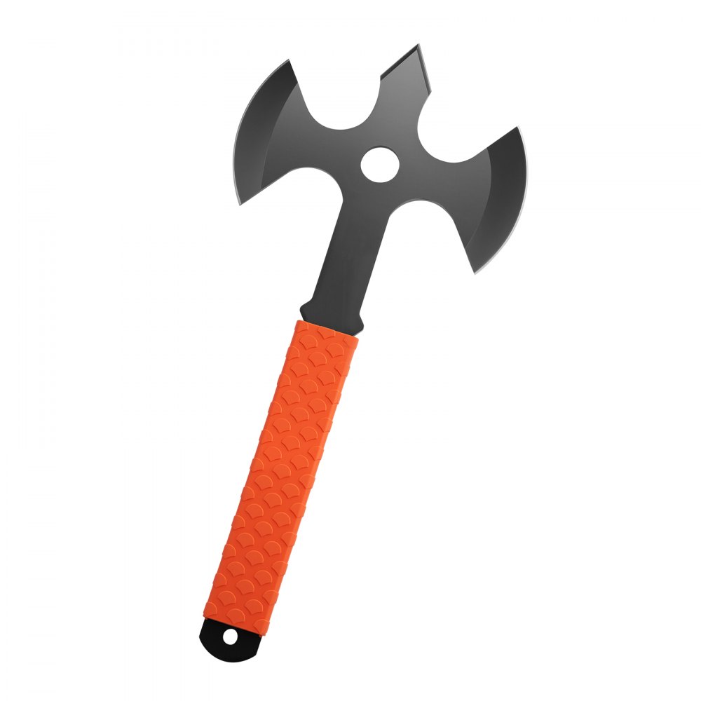 Zestaw toporów do rzucania VEVOR Tomahawki, 3 sztuki, 340,4 mm, zestaw toporów do rzucania z potrójnym ostrzem, głowicą ze stali nierdzewnej, antypoślizgową rękojeścią z gumy TPR i czarną nylonową osłoną, do rekreacyjnych zawodów kempingowych.