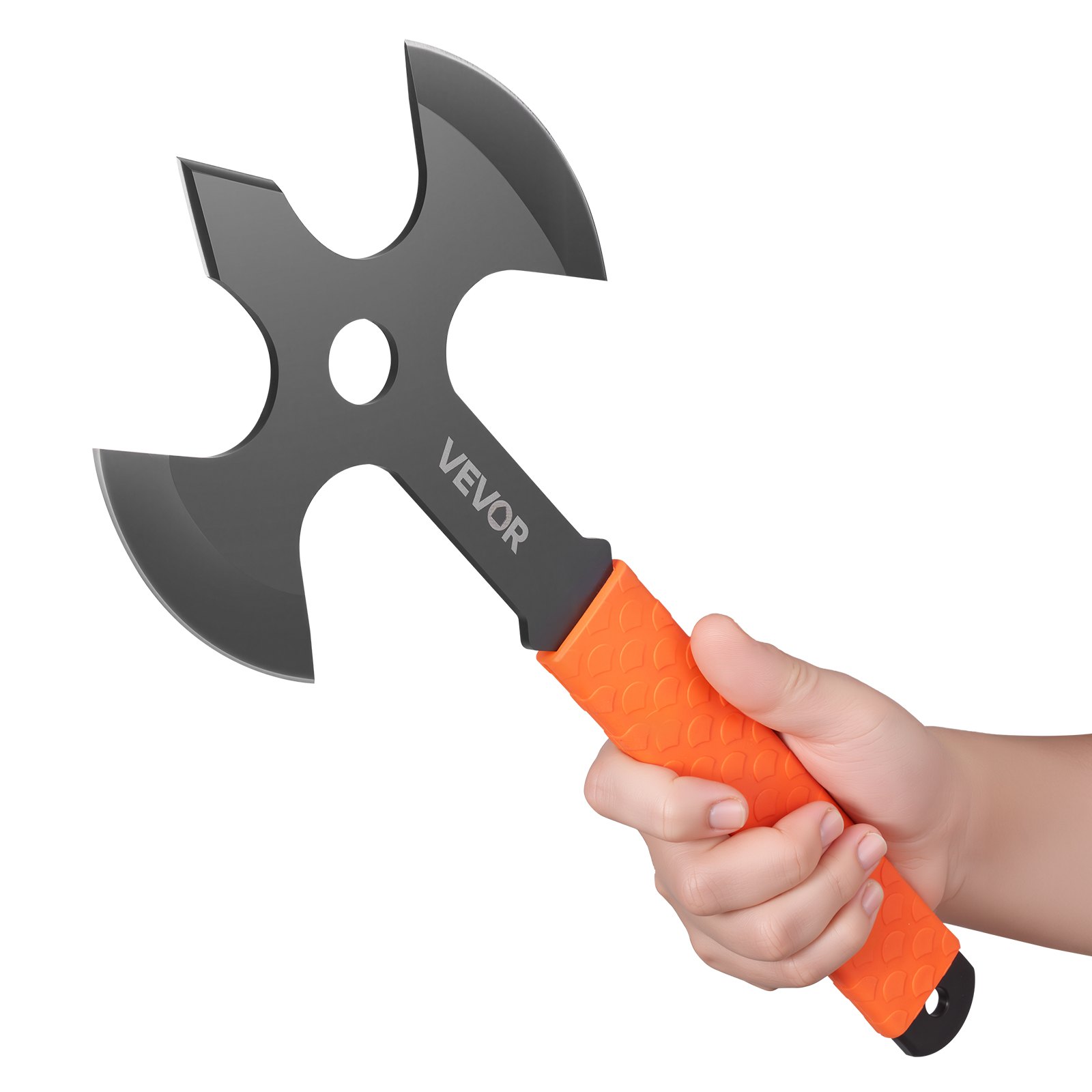 Zestaw toporów do rzucania VEVOR Tomahawki, 3 sztuki, 340,4 mm, zestaw toporów do rzucania z potrójnym ostrzem, głowicą ze stali nierdzewnej, antypoślizgową rękojeścią z gumy TPR i czarną nylonową osłoną, do rekreacyjnych zawodów kempingowych.