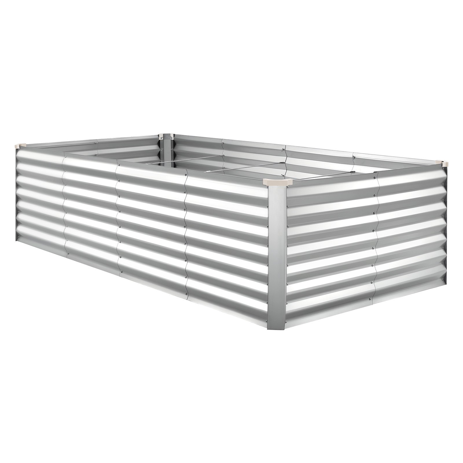 VEVOR Podwyższona grządka ogrodowa, metalowa, 240x120x62 cm, prostokątna grządka ogrodowa, zestaw doniczek ogrodowych, grządka warzywna z rękawiczkami, grządka bez dna, grządka do kwiatów i warzyw, srebrna