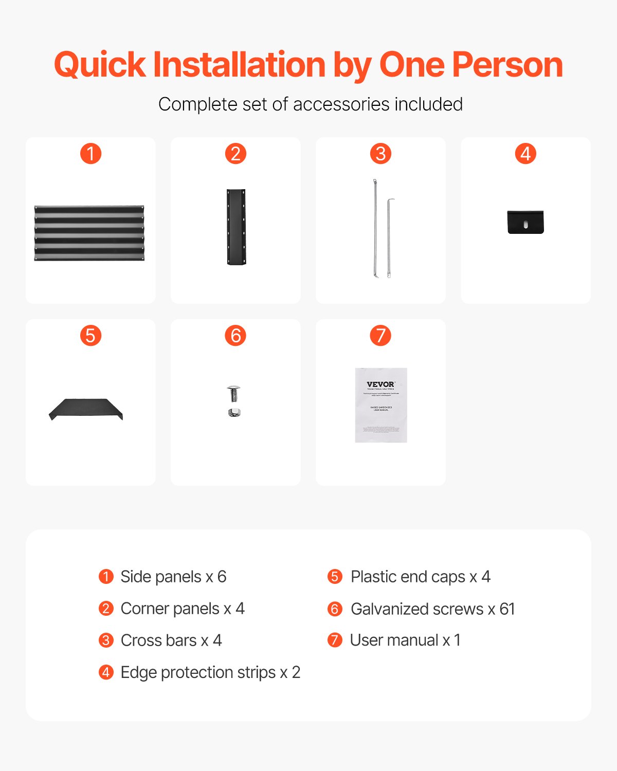 VEVOR Metalowa podniesiona donica 180x90x44 cm, ocynkowana, do użytku na zewnątrz, z otwartym dnem, duża donica warzywna do uprawy warzyw, kwiatów, ziół i sukulentów, ciemnoszara