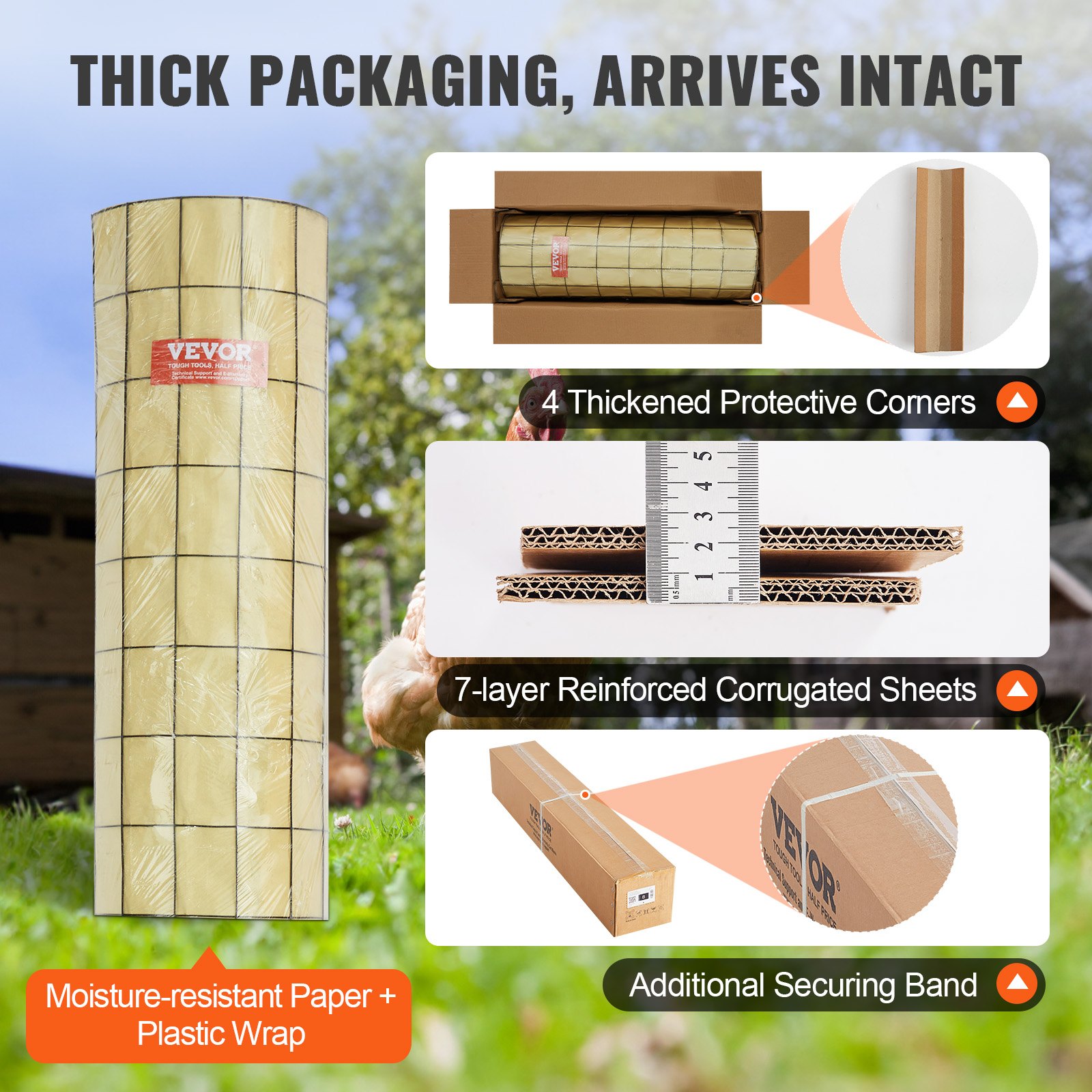 VEVOR Aviary Wire 61 x 1524 cm, Garden Fence, 1.52 mm Mesh Fence Roll, Vinyl Coated Wire Fence for Chicken Coop Barriers, Rabbit and Snake Fences, Poultry Enclosures