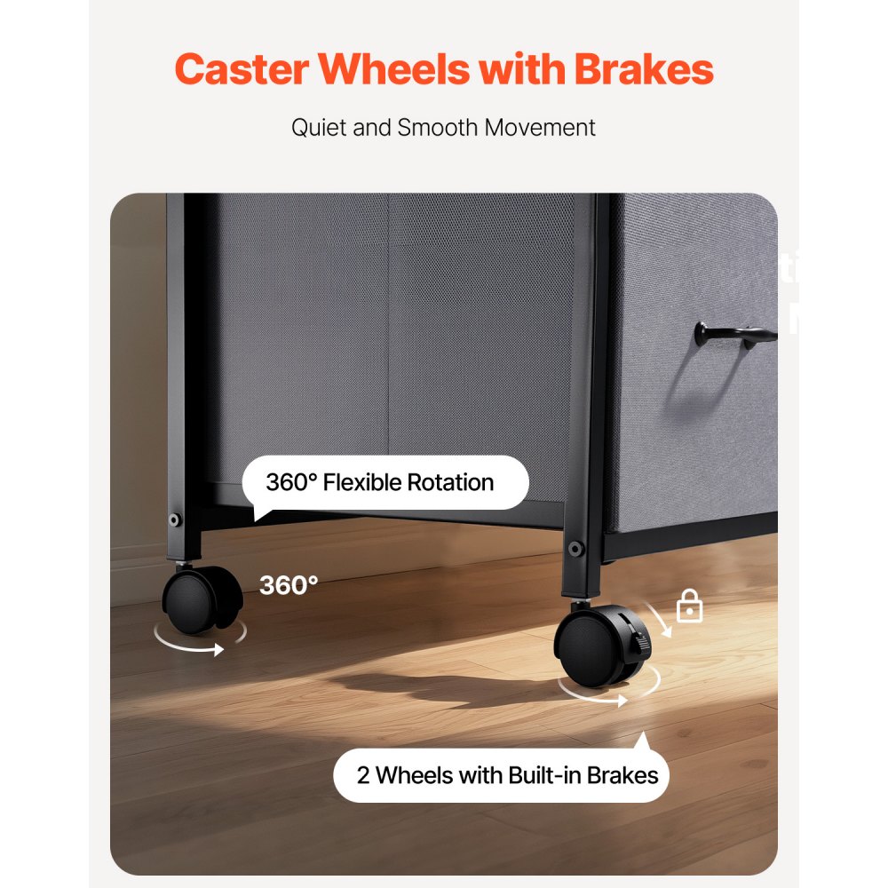 Szafka na dokumenty VEVOR z 3 materiałowymi szufladami, mobilny kontener z 2 otwartymi półkami, szafka do przechowywania artykułów papierniczych, dokumentów do drukarek, formatu Letter A4 Legal (brązowa)