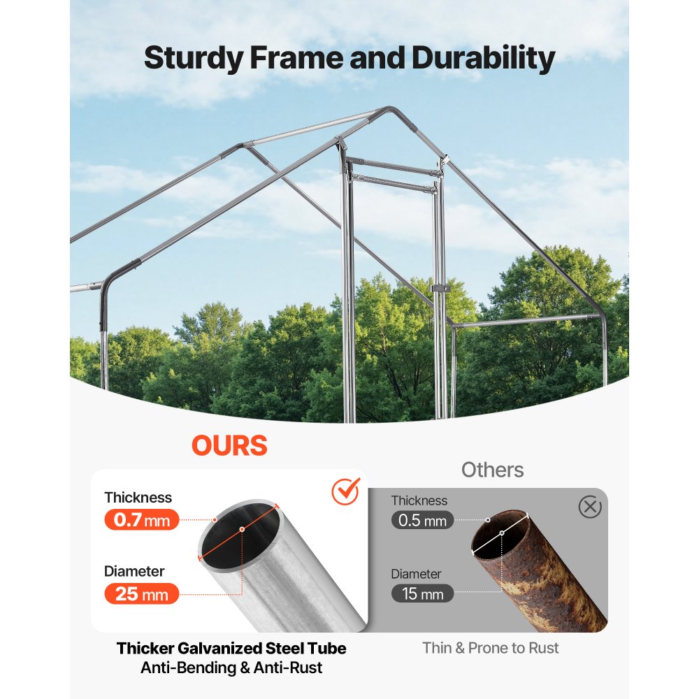 Kurnik VEVOR, 3x1x2 m, wybieg dla kur z wodoodporną osłoną i solidną ramą, klatka dla drobiu ze spadzistym dachem, wybieg zewnętrzny dla królików, kur, gęsi