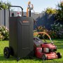 VEVOR 113.6L Fuel Gas Caddy, Carbon Steel, Portable Fuel Transfer Storage Tank with Manual Pump and 2 Wheels, Gasoline Diesel Can Container, for Cars, Lawn Mowers, ATVs, Boats, Motorcycles, Black