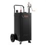 VEVOR 113.6L Fuel Gas Caddy, Carbon Steel, Portable Fuel Transfer Storage Tank with Manual Pump and 2 Wheels, Gasoline Diesel Can Container, for Cars, Lawn Mowers, ATVs, Boats, Motorcycles, Black