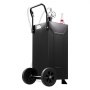 VEVOR 113.6L Fuel Gas Caddy, Carbon Steel, Portable Fuel Transfer Storage Tank with Manual Pump and 2 Wheels, Gasoline Diesel Can Container, for Cars, Lawn Mowers, ATVs, Boats, Motorcycles, Black