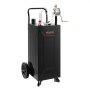 VEVOR 113.6L Fuel Gas Caddy, Carbon Steel, Portable Fuel Transfer Storage Tank with Manual Pump and 2 Wheels, Gasoline Diesel Can Container, for Cars, Lawn Mowers, ATVs, Boats, Motorcycles, Black