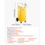 VEVOR 132,5 l Wózek na paliwo Mobilny system tankowania z ręczną pompą, żółty, przenośny zbiornik paliwa do samochodów, kosiarek do trawy, łodzi, z 4 kołami i wskaźnikiem poziomu oleju, do benzyny i oleju napędowego, stal węglowa