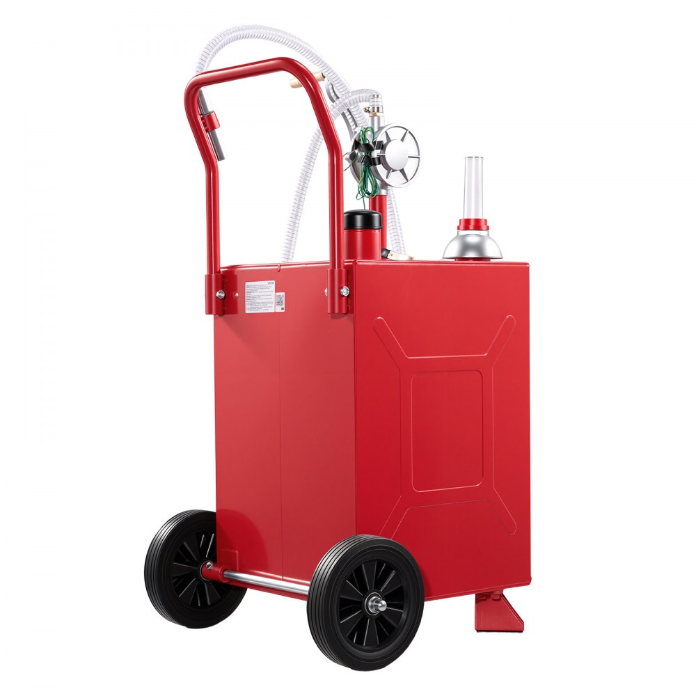 VEVOR 75,7 l Wózek na paliwo, mobilny system tankowania z ręczną pompą, czerwony, przenośny zbiornik paliwa do samochodu, kosiarki do trawy, łodzi, z 2 kołami i wskaźnikiem poziomu oleju, do benzyny i oleju napędowego, stal węglowa