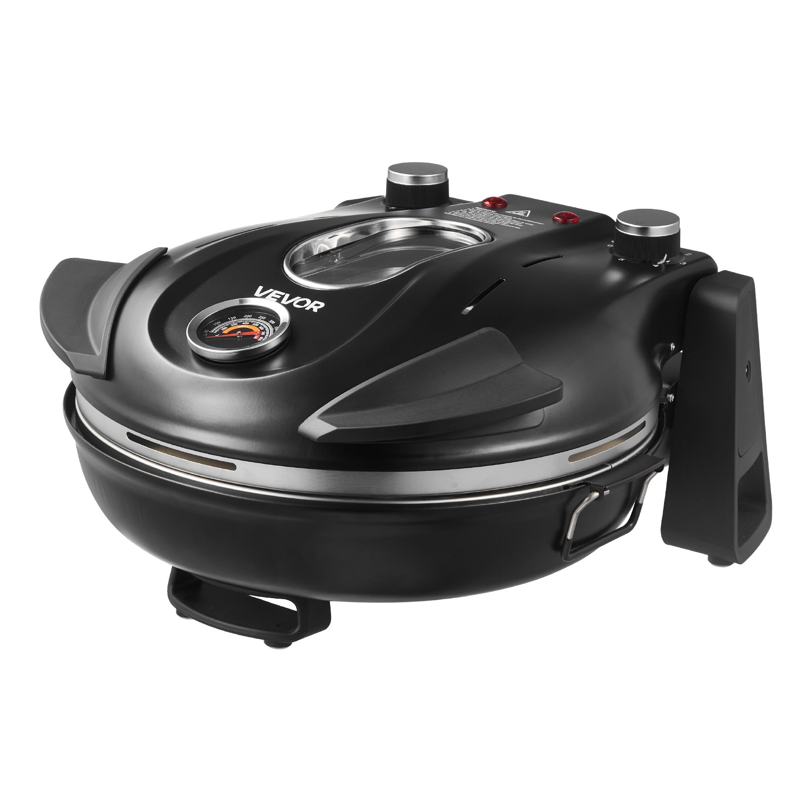 Piec elektryczny do pizzy VEVOR, 1200 W, z kamieniem kordierytowym, 5-stopniowa regulacja temperatury, okienko do precyzyjnego pieczenia, nagrzewa się do 420°C, piekarnik domowy, czarny