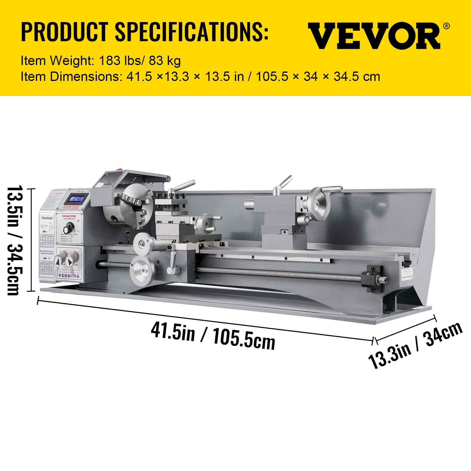 VEVOR Mini tokarka 220x600mm Tokarka do metalu 750 W Mini tokarka do drewna do obróbki metalu Tokarka do metalu Precyzyjna Łatwa w użyciu