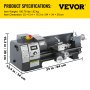 VEVOR 1100 W Mini tokarka do metalu 8X16 cali do tokarek stołowych do metalu Precyzyjna tokarka równoległa