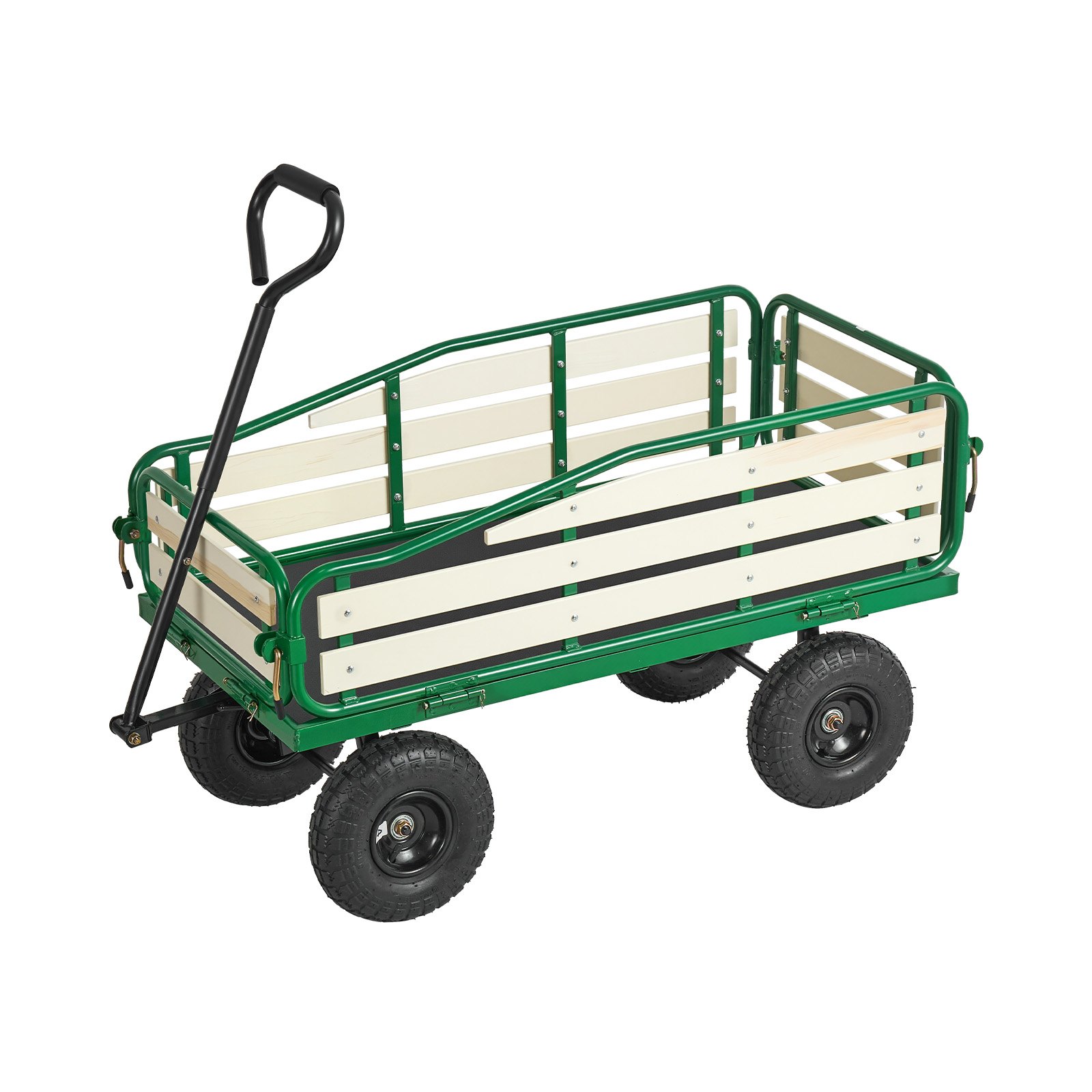 Wózek dziecięcy VEVOR, 118 cm, wózek transportowy z uchwytem, ​​wykonany z drewna i metalu, maks. ładowność 250 kg, idealny dla dzieci w wieku od 5 lat, do ogrodu, na wycieczki i na plażę, w kolorze zielono-czarnym