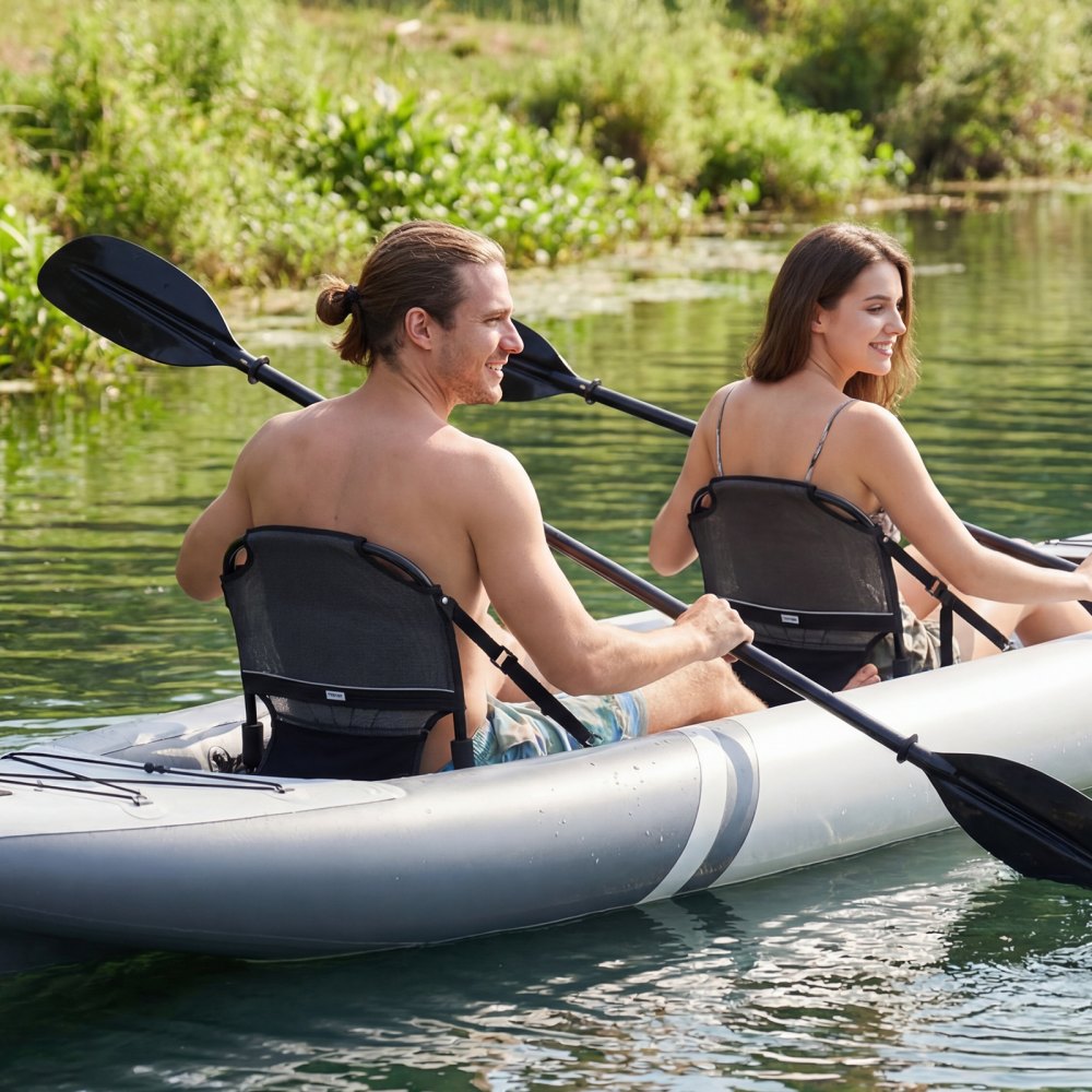 VEVOR Kayak Seat, 1 Pack 34 mm Raised Height, Universal Foldable Canoe Seat with Adjustable Back Support, Adjustable Straps, and Aluminum Alloy Frame for Sit-on-Top/Fishing/Inflatable Kayaks & Canoes