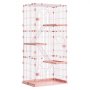 VEVOR Cat Cage 4-Tier 84 x 60.5 x 163.5 cm DIY Cat Playpen with Ladders, Indoor Enclosure Detachable Metal Wire Kennel Crate, Large Exercise Place for 1-2 Cats, Kittens, Ferrets, Small Animals, Pink