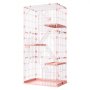 VEVOR Cat Cage 4-Tier 84 x 60.5 x 163.5 cm DIY Cat Playpen with Ladders, Indoor Enclosure Detachable Metal Wire Kennel Crate, Large Exercise Place for 1-2 Cats, Kittens, Ferrets, Small Animals, Pink