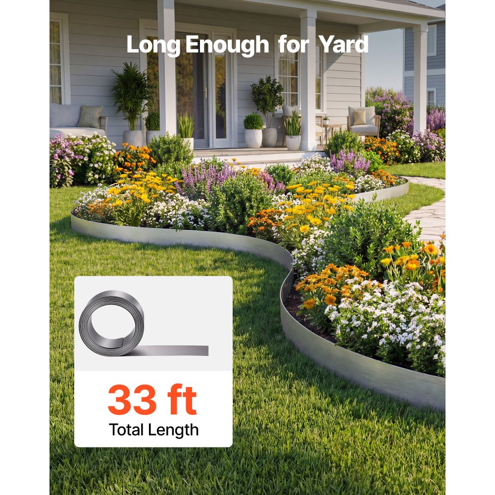 VEVOR Corten Steel Landscape Edging, 1000 x 15 cm Steel Edging for Landscaping with Gloves, Easy-to-Install Bendable Metal Strips, Metal Garden Edge Border for Flower Bed, Yard Pathway