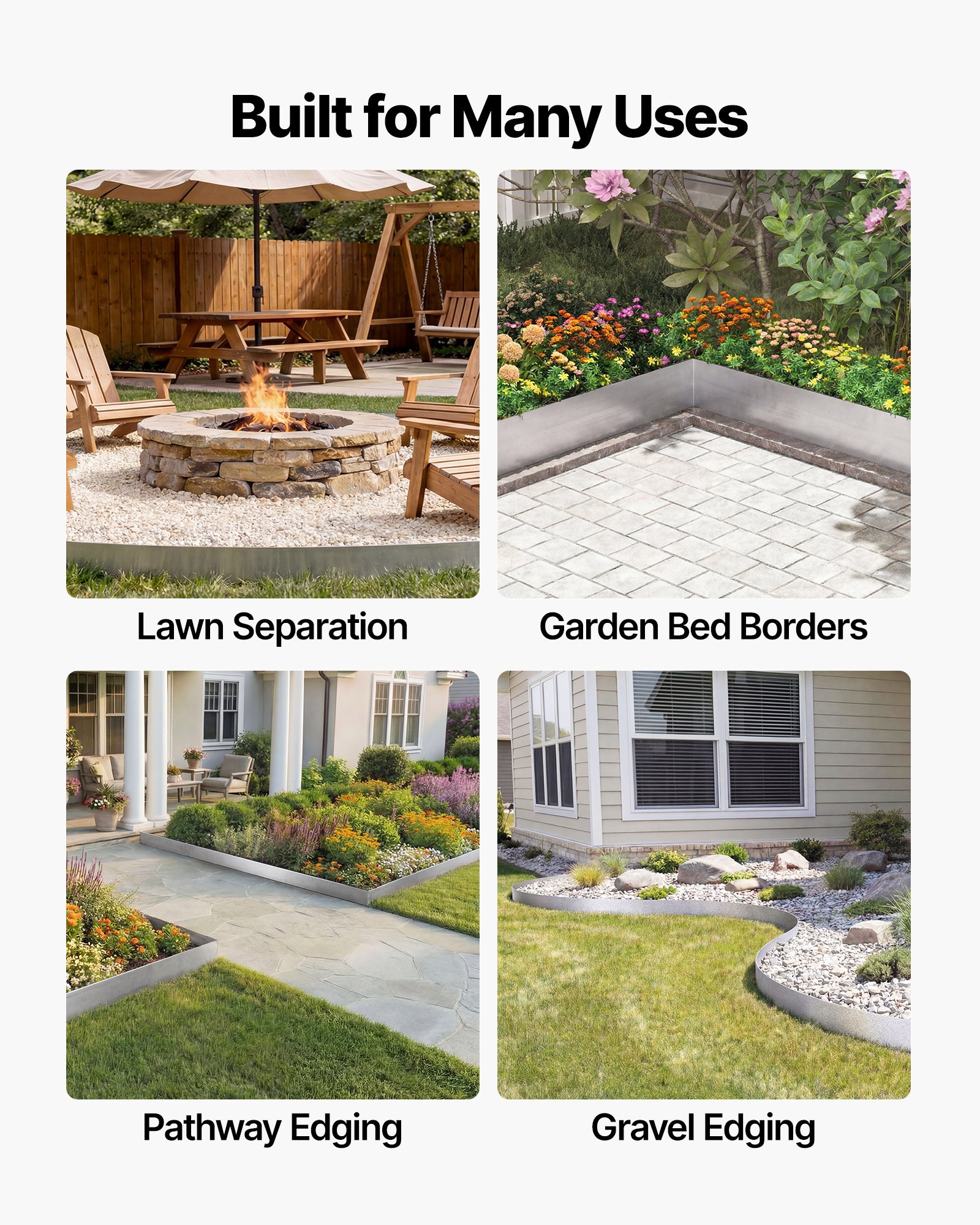 VEVOR Corten Steel Landscape Edging, 1000 x 15 cm Steel Edging for Landscaping with Gloves, Easy-to-Install Bendable Metal Strips, Metal Garden Edge Border for Flower Bed, Yard Pathway