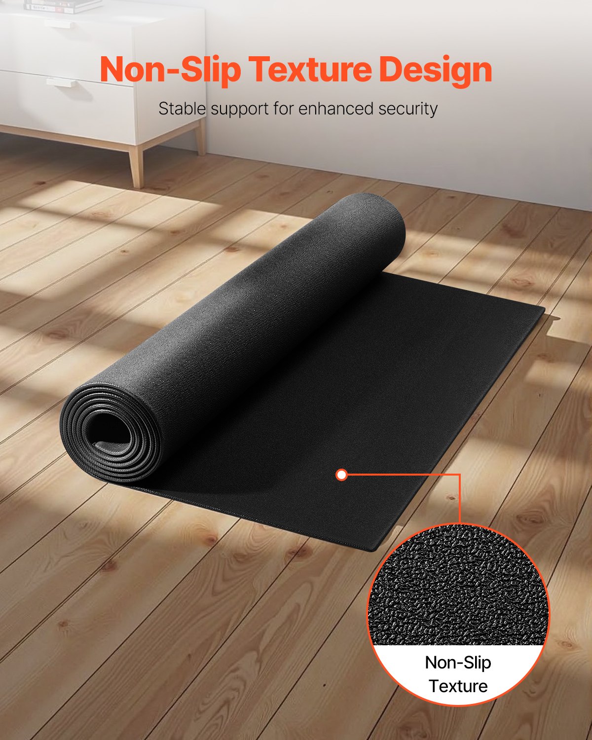 Mata VEVOR do bieżni na wykładziny dywanowe, mata ochronna na podłogę (760 x 1525 mm) do sprzętu sportowego, grubość 6 mm, mata do sprzętu treningowego do bieżni, rowerów stacjonarnych, rowerów poziomych, mata ochronna na podłogę z wysokiej gęstości PVC