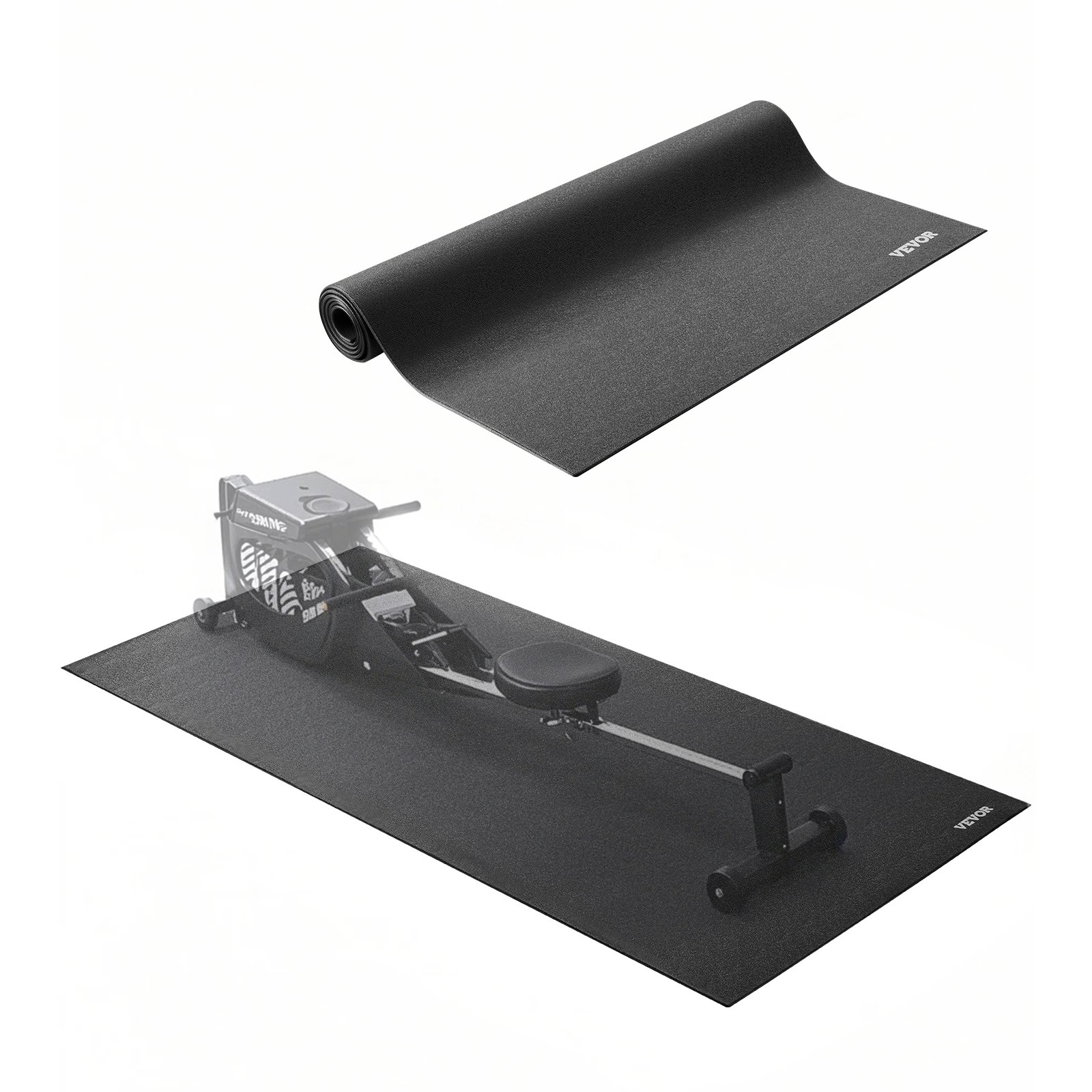 Mata VEVOR do bieżni na wykładziny dywanowe, mata ochronna na podłogę (760 x 1525 mm) do sprzętu sportowego, grubość 6 mm, mata do sprzętu treningowego do bieżni, rowerów stacjonarnych, rowerów poziomych, mata ochronna na podłogę z wysokiej gęstości PVC