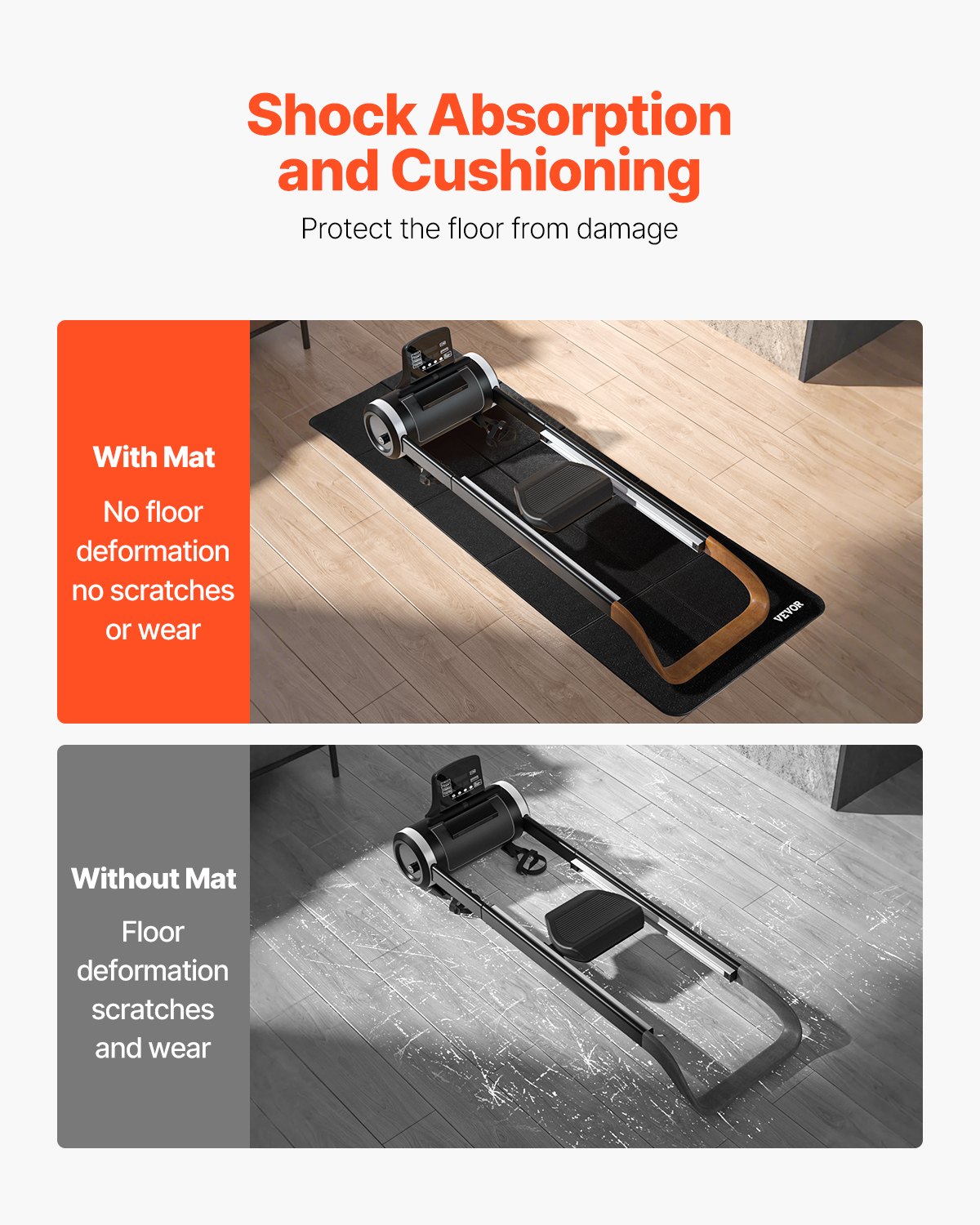 Mata ochronna na podłogę VEVOR do bieżni na dywan (61 x 173 cm) do sprzętu sportowego, grubość 6 mm, mata do ćwiczeń na orbitreku na podłodze z twardego drewna, ochraniacz podłogi z PVC o wysokiej gęstości