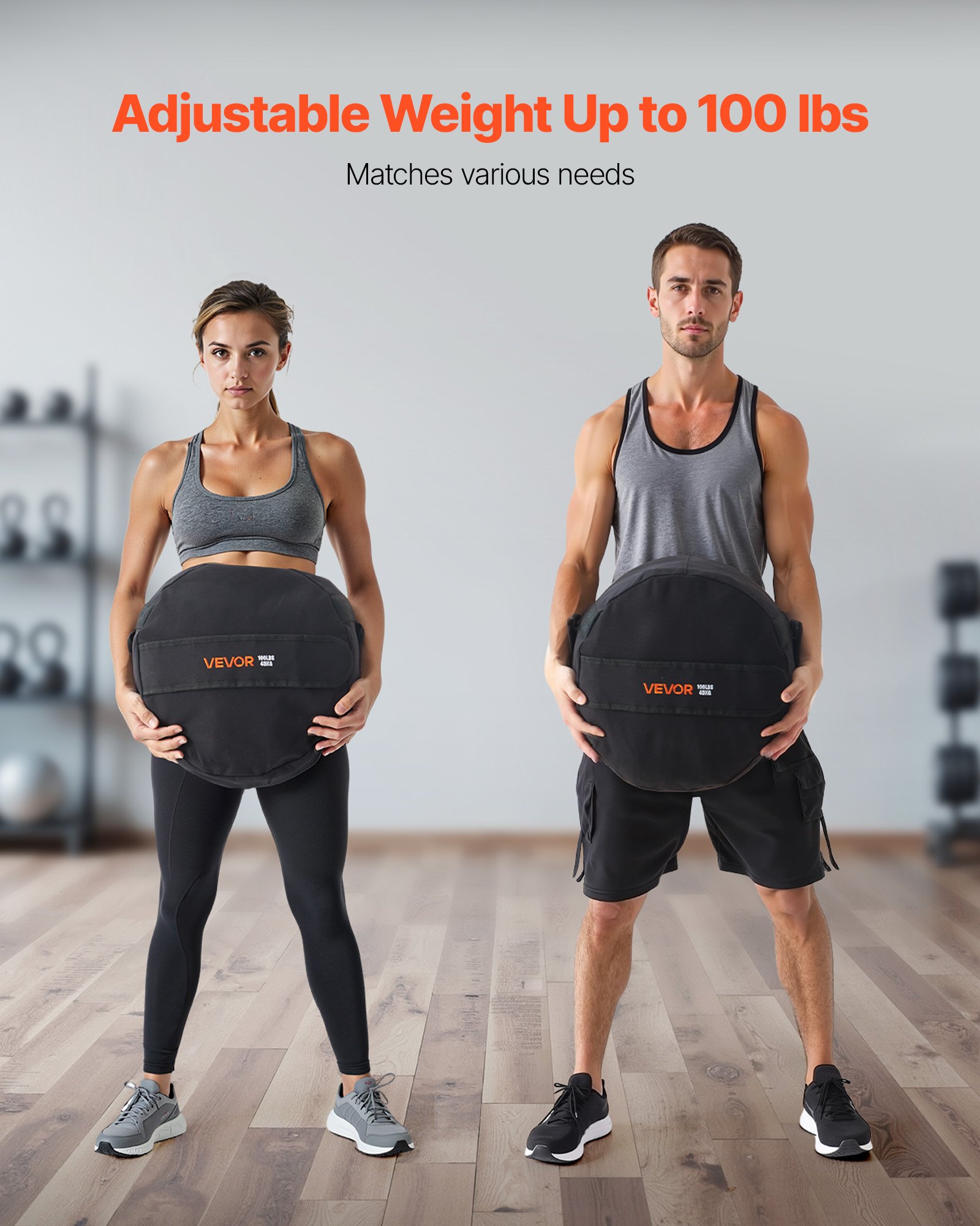 VEVOR Workout Sandbag, wytrzymały worek treningowy z uchwytami, 45 kg do ćwiczeń siłowych, treningu krzyżowego, ćwiczeń w domu, czarny (bez wypełnienia)