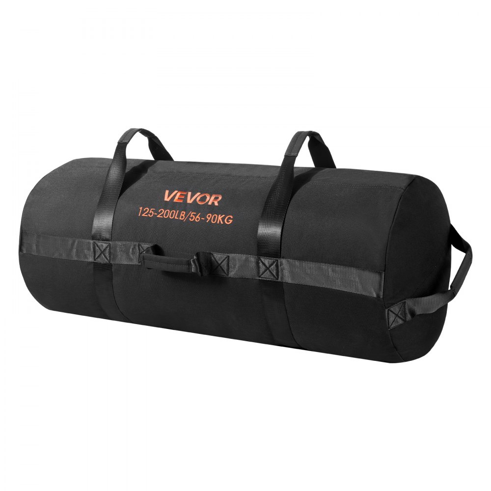 VEVOR Workout Sandbag, wytrzymały worek treningowy z uchwytami, regulowany, 56-90 kg, do treningu siłowego, treningu krzyżowego, ćwiczeń na siłowni, czarny (bez wypełnienia)