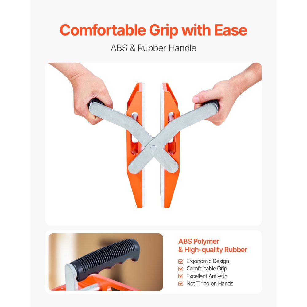 VEVOR Dwuręczne chwytaki do podnoszenia kamienia 280x120x190 mm, udźwig 300 kg, 2 sztuki narzędzi do podnoszenia z powłoką gumową (0-6 cm), wytrzymałe chwytaki do podnoszenia sklejki, szkła i granitu