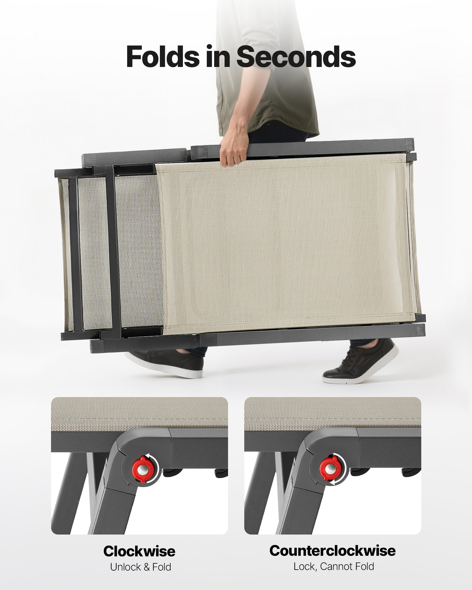 Leżak ogrodowy VEVOR, nośność 181,44 kg, składany aluminiowy fotel rozkładany, zestaw 2 szt., leżak ogrodowy z 5 regulowanymi pozycjami, leżak plażowy na zewnątrz, basen, plażę, taras, patio, trawnik