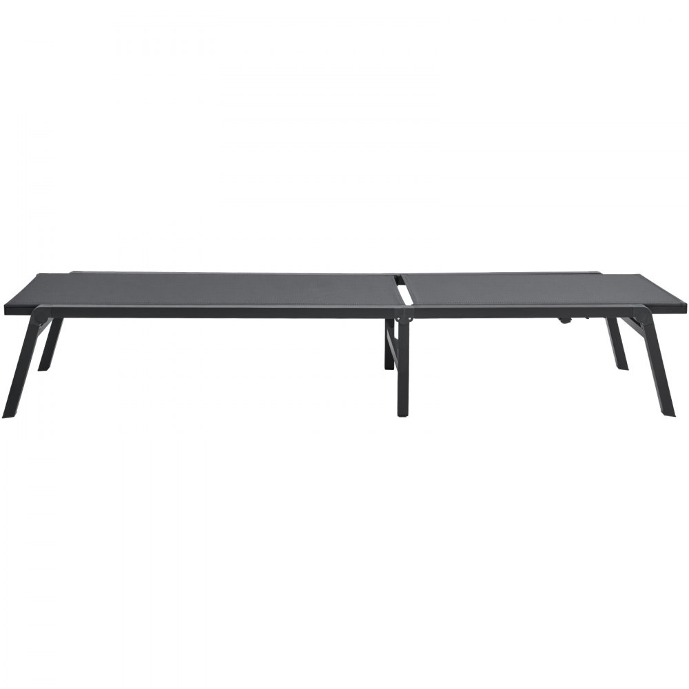 VEVOR Outdoor Chaise Lounge Chair, Aluminum Patio Lounger with 5 Adjustable Positions, Foldable Pool Lounger, Sunbed and Fully Flat Sun Chair for Patio, Beach, Pool, Dark Grey