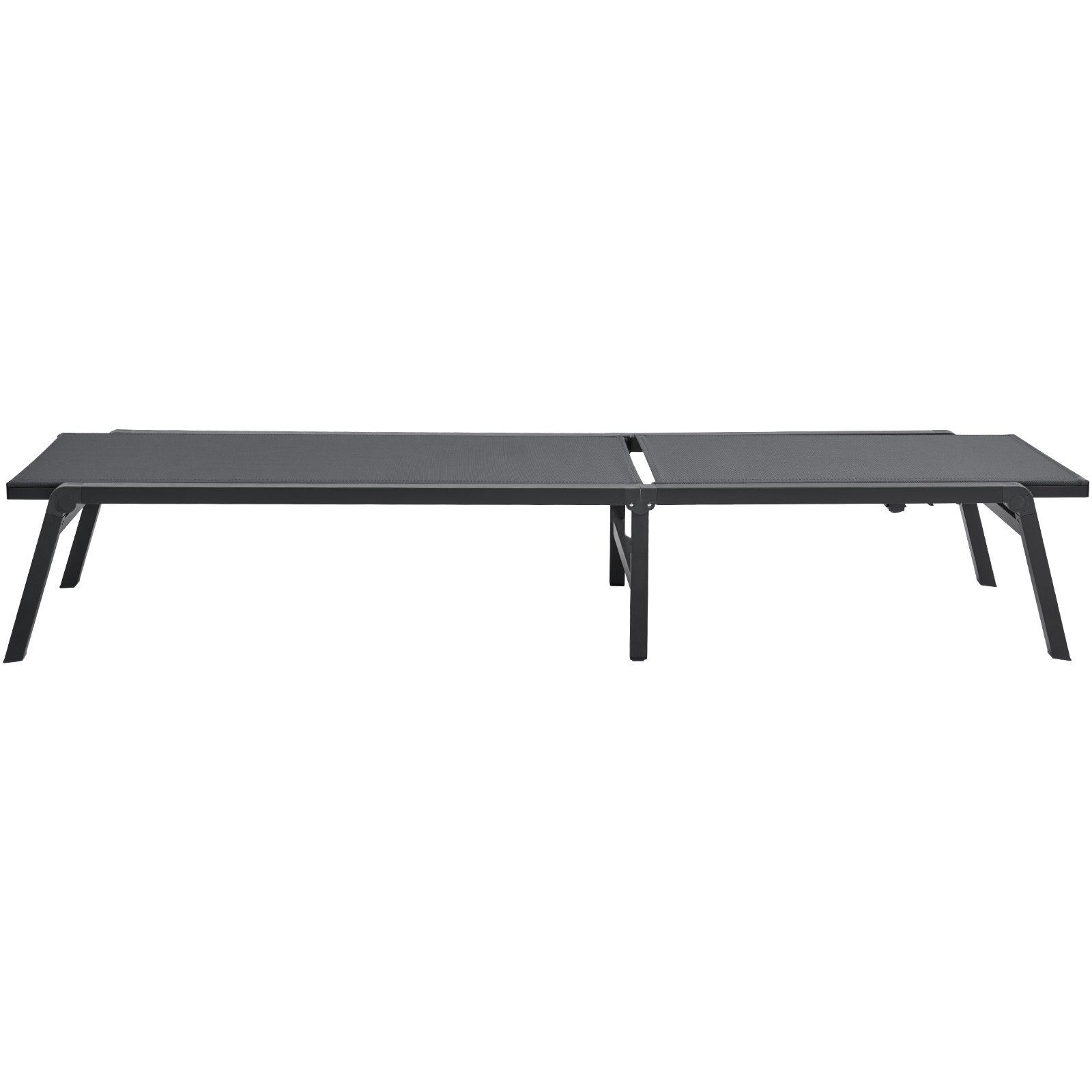 VEVOR Outdoor Chaise Lounge Chair, Aluminum Patio Lounger with 5 Adjustable Positions, Foldable Pool Lounger, Sunbed and Fully Flat Sun Chair for Patio, Beach, Pool, Dark Grey