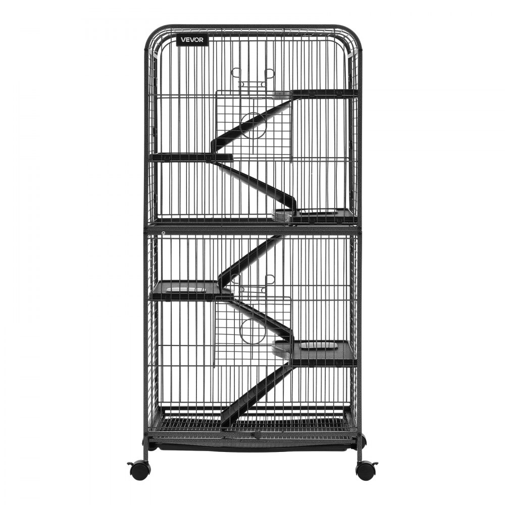 Klatka dla małych zwierząt VEVOR, klatka dla fretek, wybieg dla małych zwierząt, 635x435x1330 mm, fretki, szynszyle, latające wiewiórki, małe koty i króliki, 6-piętrowa, rozstaw drutów 25,4 mm, blokowane, obrotowe kółka