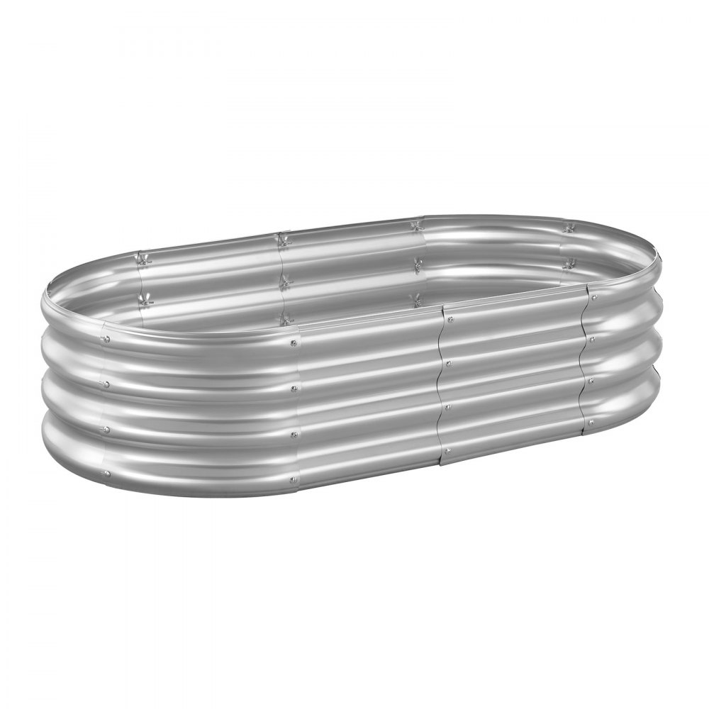 VEVOR Metal Raised Garden Bed, 1.2 x 0.6 x 0.3 m Oval Outdoor Galvanized Planter Garden Box, Open Bottom Design, Large Planter Raised Bed for Growing Vegetables, Flowers, Succulents, Galvanized Color