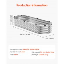 VEVOR podwyższona grządka metalowa grządka warzywna skrzynka na rośliny 1195x585x270mm srebrna