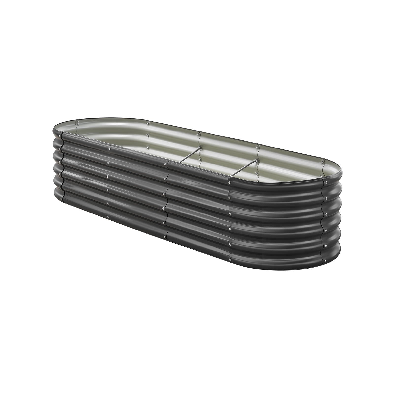 VEVOR Podwyższona grządka ogrodowa, metalowa, 2000x600x420 mm, grządka do sadzenia, grządka warzywna, donica z otwartym dnem i zaokrąglonymi krawędziami, grządka kwiatowa, grządka ziołowa, idealna do warzyw, kwiatów, ziół i sukulentów, owalna