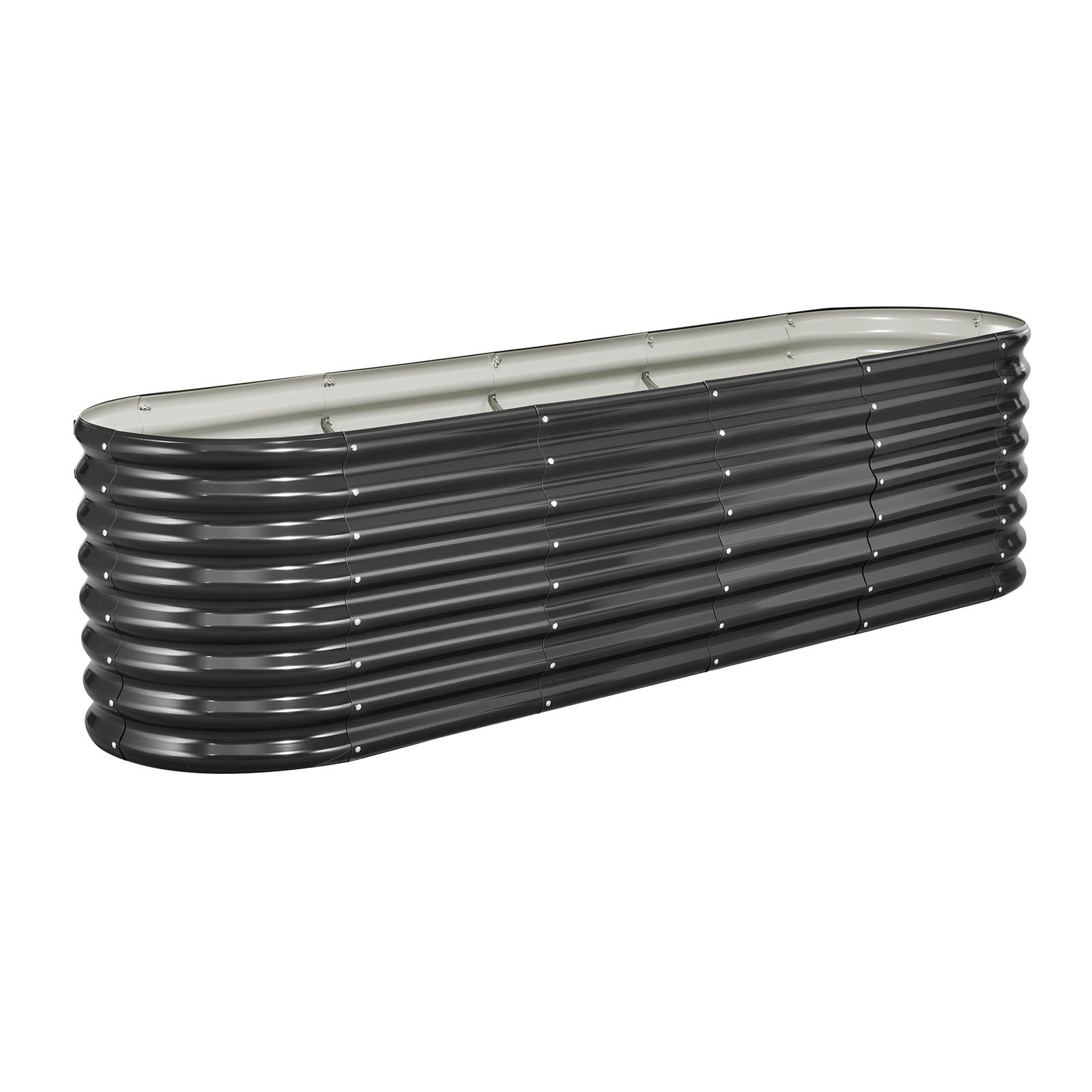 VEVOR Podwyższona grządka ogrodowa, metalowa, 2400x600x600 mm, grządka do sadzenia, grządka warzywna, donica z otwartym dnem i zaokrąglonymi krawędziami, grządka kwiatowa, grządka ziołowa, idealna do warzyw, kwiatów, ziół i sukulentów