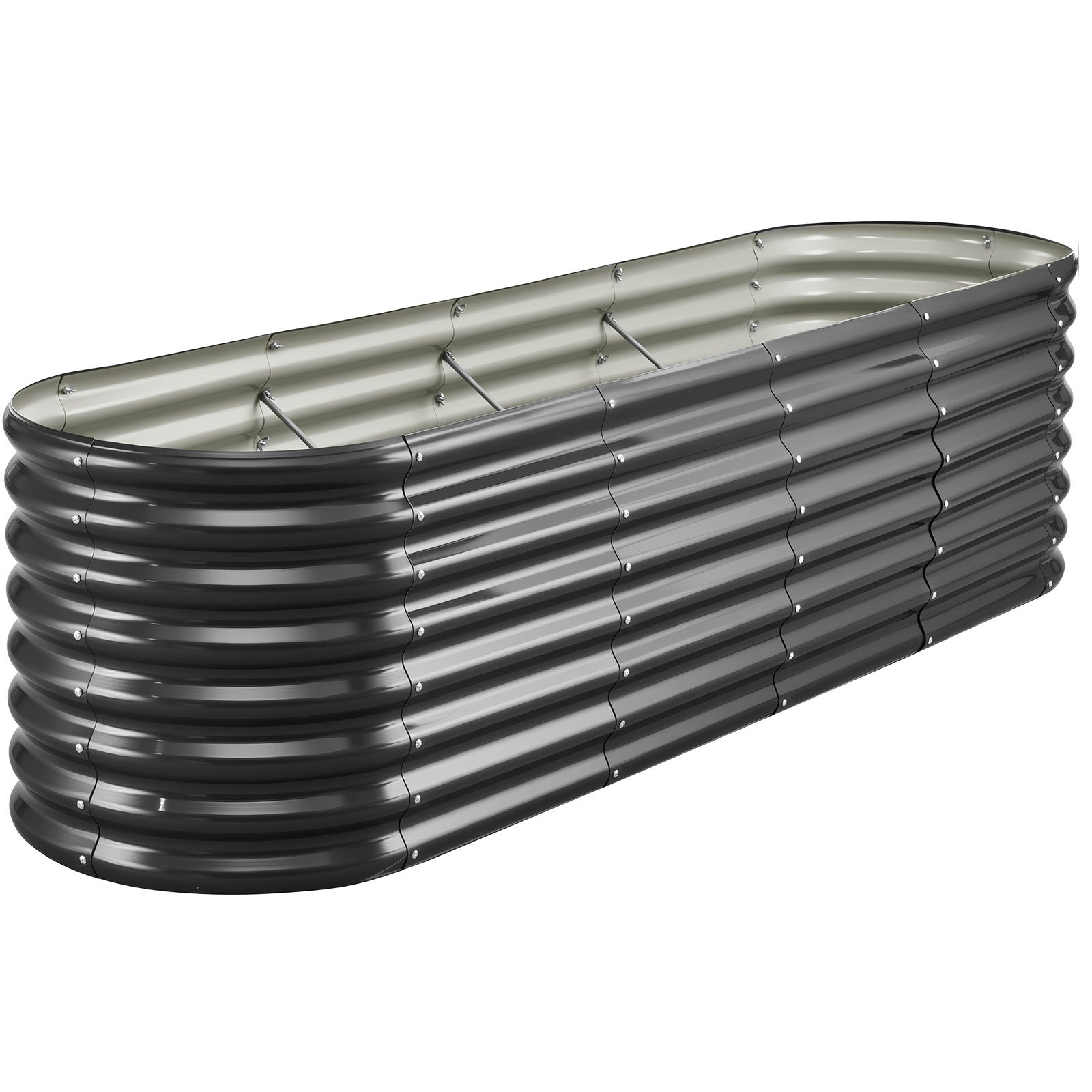 VEVOR Podwyższona grządka ogrodowa, metalowa, 2400x600x600 mm, grządka do sadzenia, grządka warzywna, donica z otwartym dnem i zaokrąglonymi krawędziami, grządka kwiatowa, grządka ziołowa, idealna do warzyw, kwiatów, ziół i sukulentów