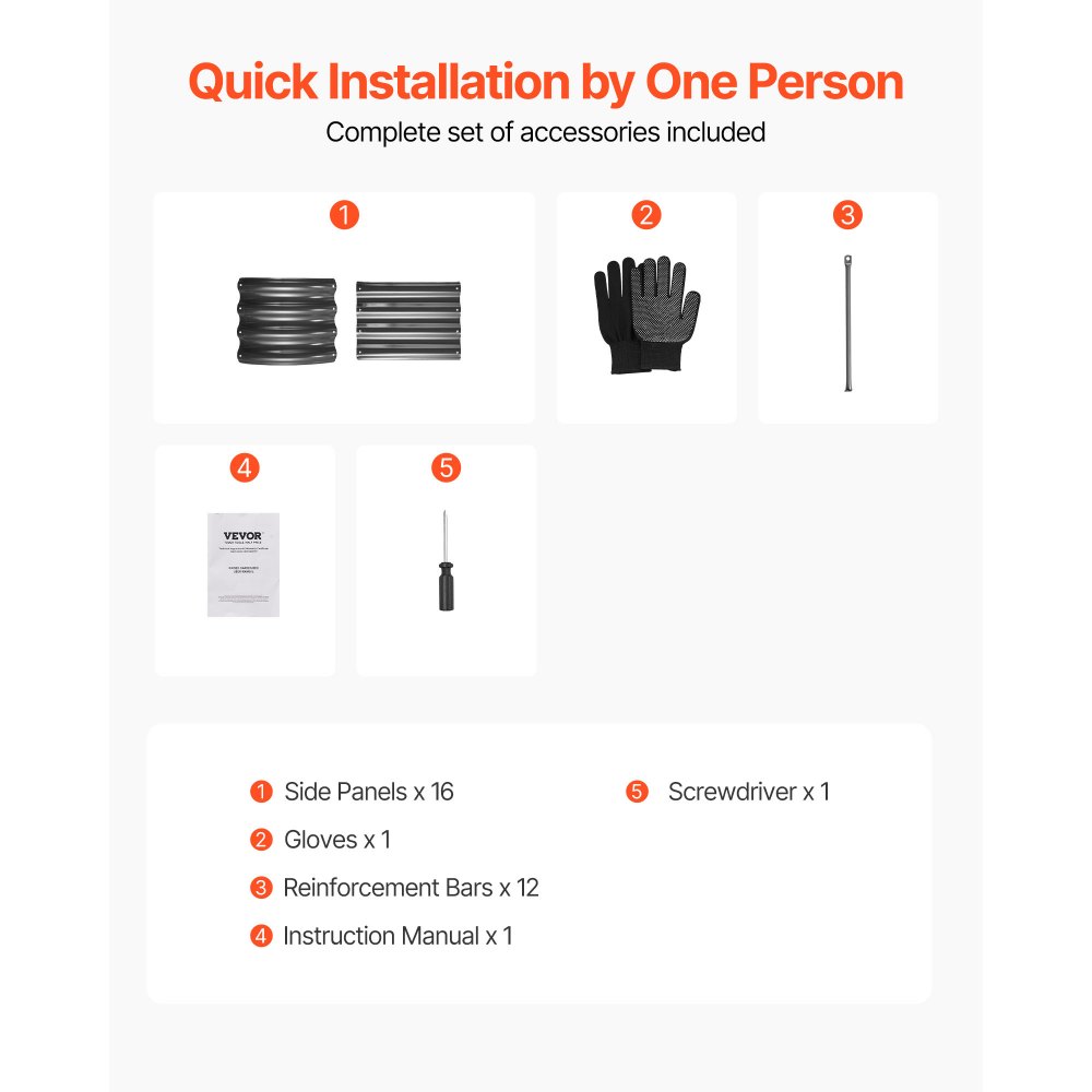 VEVOR Metal Raised Garden Bed, 2.4 x 0.6 x 0.3 m Oval Outdoor Galvanized Planter Garden Box, Open Bottom Design, Large Planter Raised Bed for Growing Vegetables, Flowers, Herbs, Succulents, Dark Gray