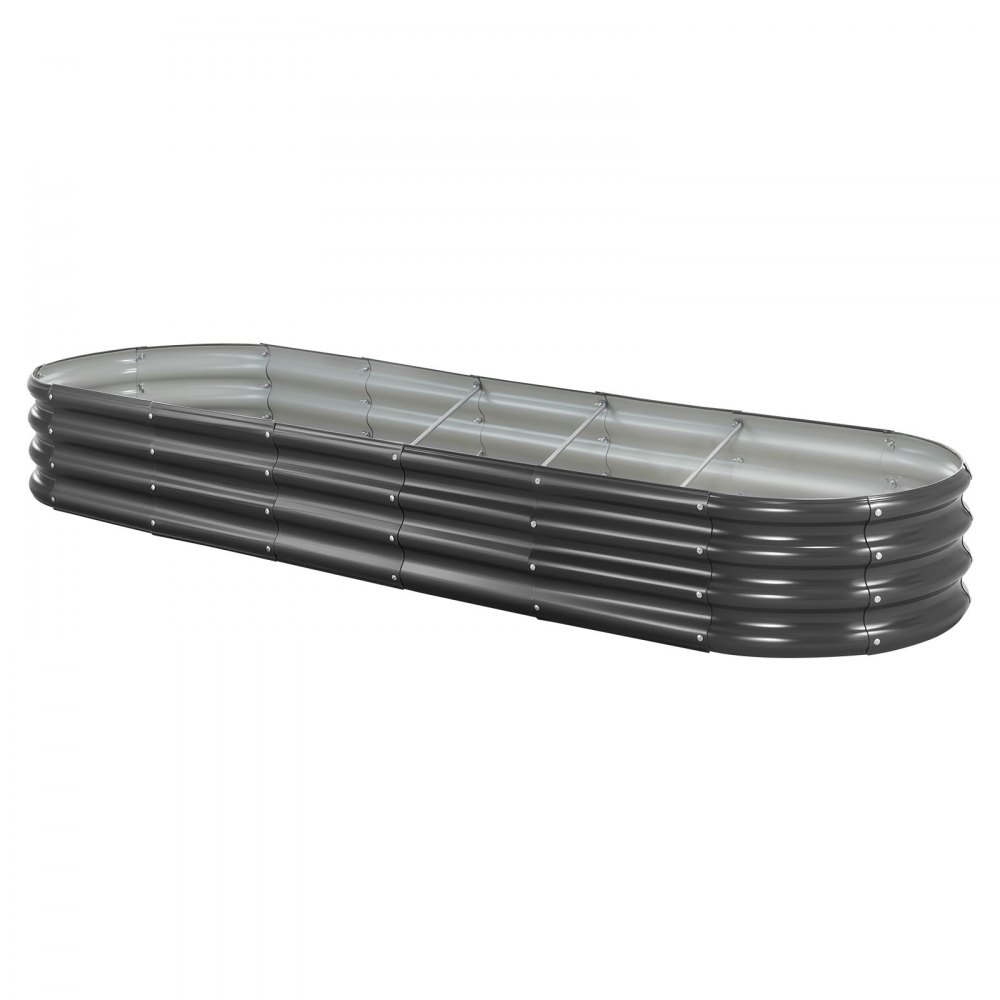 VEVOR Podwyższona grządka ogrodowa, metalowa, 2400x600x290 mm, grządka do sadzenia, grządka warzywna, donica z otwartym dnem i zaokrąglonymi krawędziami, grządka kwiatowa, grządka ziołowa, idealna do warzyw, kwiatów, ziół i sukulentów, owalna